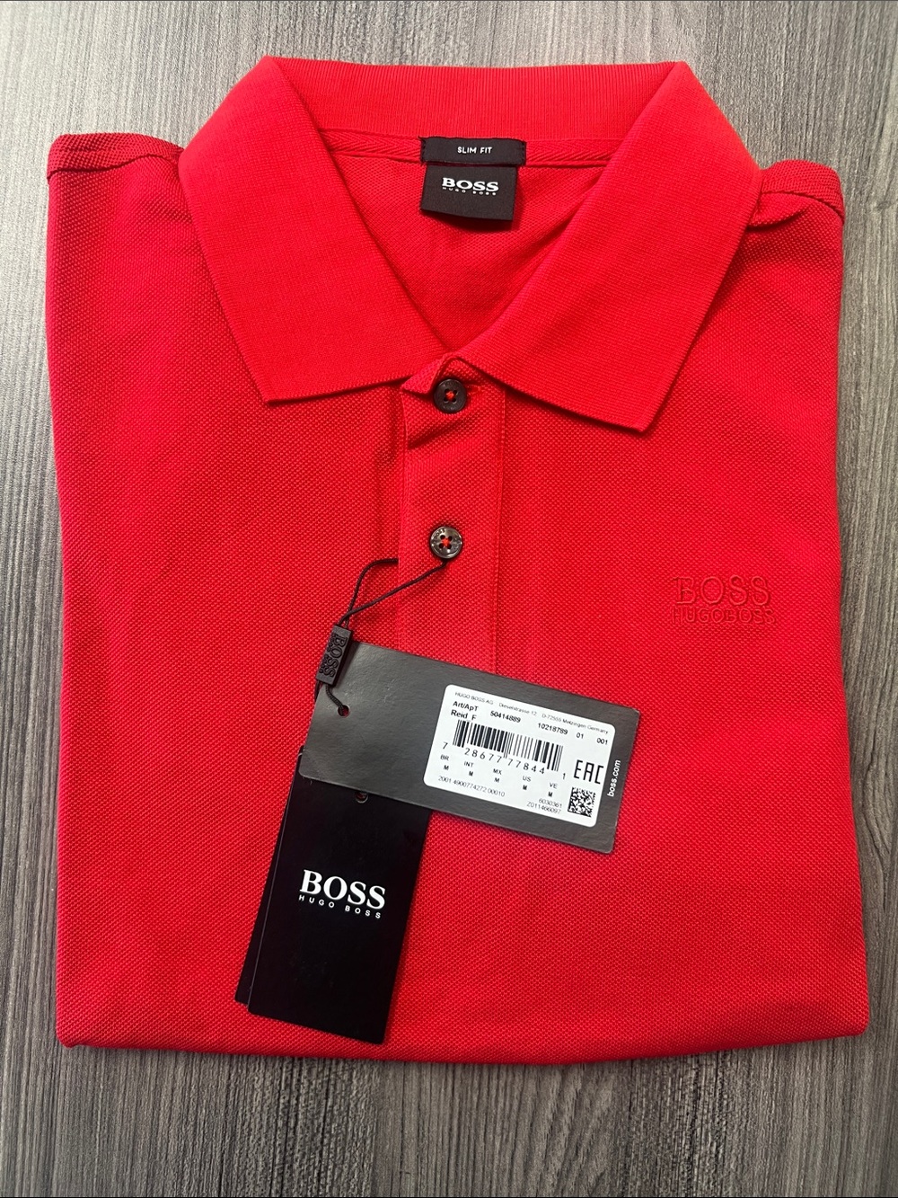 Hugo Boss Men's Red Slim Fit Polo Shirt - Size M